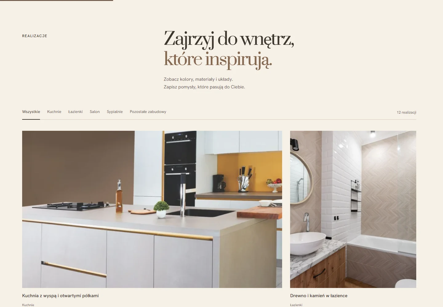 Galeria wnętrz w projekcie Linora z filtrowaniem kuchni i innych pomieszczeń